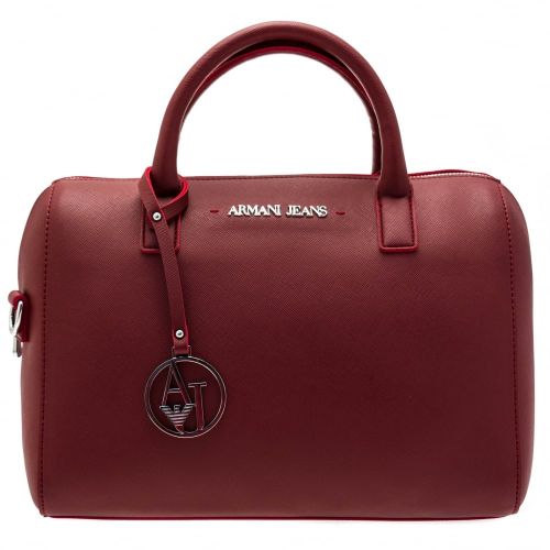 Womens Bordeaux Faux Saffiano Bowler Bag 59082 by Armani Jeans from Hurleys