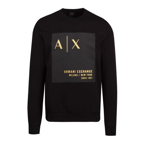 Mens Black Large Gold Patch Sweat Top 92588 by Armani Exchange from Hurleys