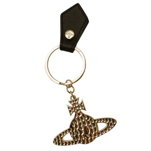Womens Gold & Black Hammered Orb Keyring 15908 by Vivienne Westwood from Hurleys