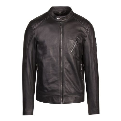 Mens Black V Racer Leather Jacket 45985 by Belstaff from Hurleys