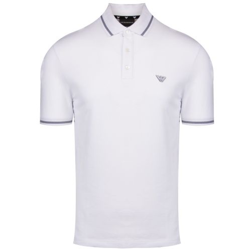 Mens White Branded Tipped S/s Polo Shirt 37015 by Emporio Armani from Hurleys