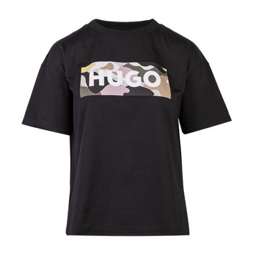 Womens Black The Boxy Tee 11 Camo S/s T Shirt 109233 by HUGO from Hurleys