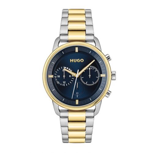 Mens Gold/Silver/Blue Advise 2 Tone Bracelet Watch 104360 by HUGO from Hurleys