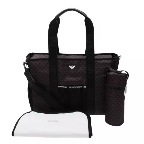 Baby Black Printed Logo Changing Bag 77734 by Emporio Armani from Hurleys