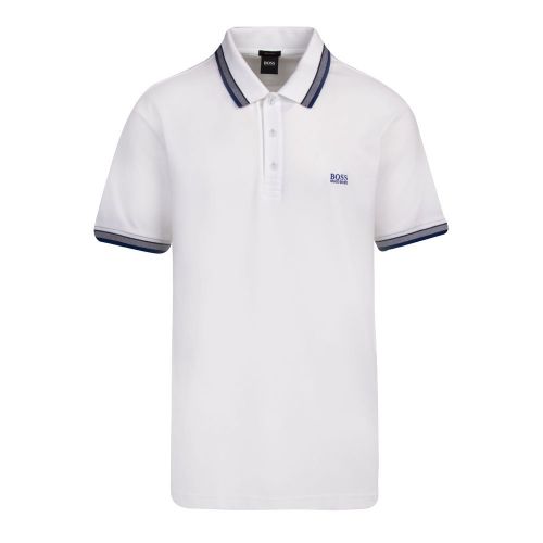 Athleisure Mens White/Blue Paddy Regular Fit S/s Polo Shirt 95538 by BOSS from Hurleys
