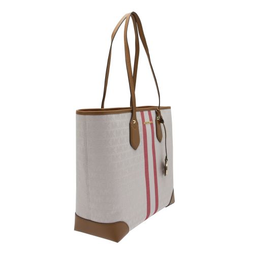 Womens Vanilla/Coral Eva Stripe Canvas Large Tote Bag 43240 by Michael Kors from Hurleys