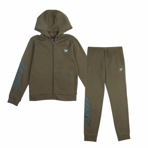 Boys Khaki Branded Eagle Hooded Tracksuit 48133 by Emporio Armani from Hurleys