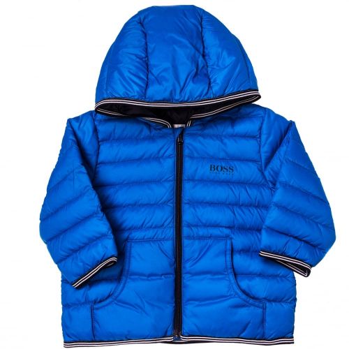 Baby Turquoise Branded Hooded Puffer Jacket 65359 by BOSS from Hurleys
