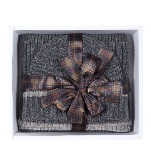 Mens Grey Cromer Beanie & Scarf Gift Set 47485 by Barbour from Hurleys