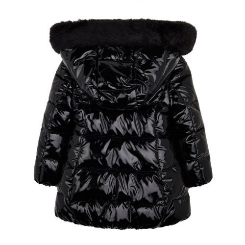 Girls Black High Shine Padded Hooded Coat 95153 by Mayoral from Hurleys