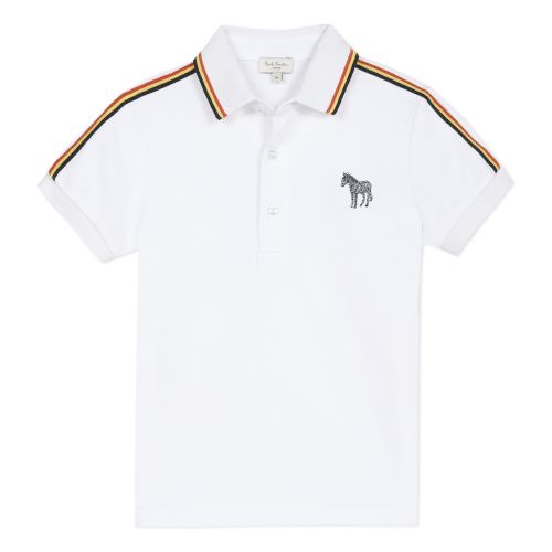 Boys White Arty Zebra Trim S/s Polo Shirt 53723 by Paul Smith Junior from Hurleys