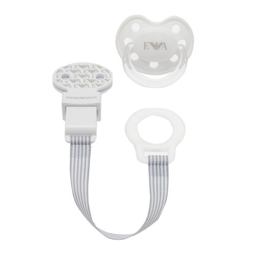 Baby White Branded Dummy & Clip 38055 by Emporio Armani from Hurleys