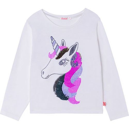 Girls Ivory Sequin Unicorn L/s T Shirt 109459 by Billieblush from Hurleys