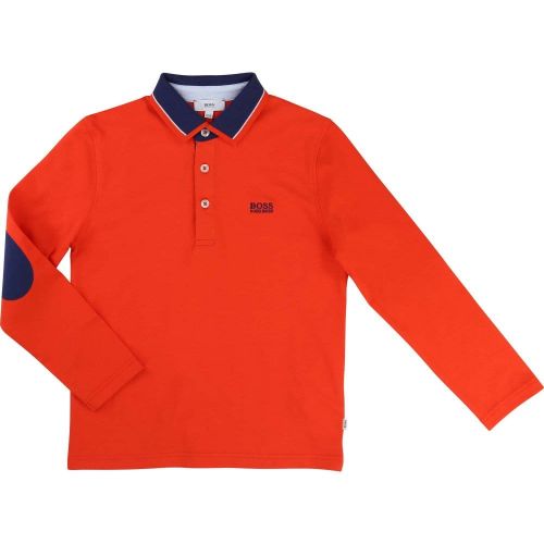 Boys Red Contrast Collar L/s Polo Shirt 16690 by BOSS from Hurleys