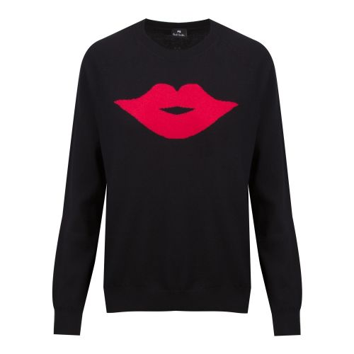 Womens Black Lips Crew Neck Knitted Jumper 52426 by PS Paul Smith from Hurleys