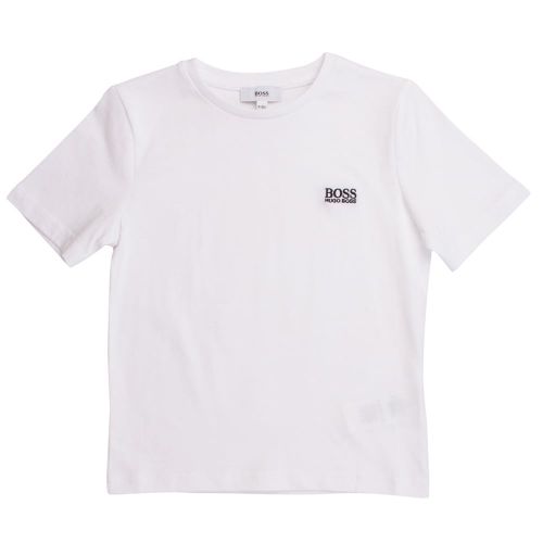 Boys White Small Logo S/s T Shirt 7487 by BOSS from Hurleys