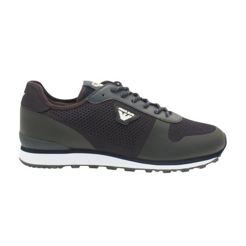 Mens Blue Logo Mesh Trainers 69737 by Armani Jeans from Hurleys