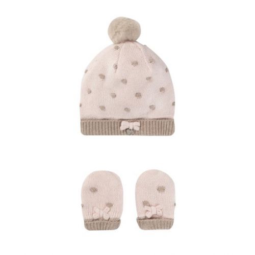 Baby Rose Spot Knit Hat & Mittens 91532 by Mayoral from Hurleys