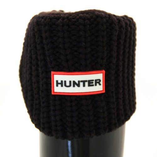 Womens Black Short Half Cardy Stitch Wellington Socks 67373 by Hunter from Hurleys