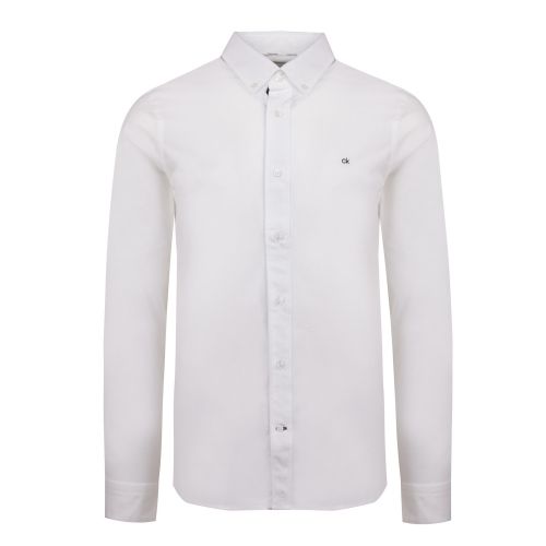 Mens White Stretch Poplin Slim Fit L/s Shirt 52189 by Calvin Klein from Hurleys