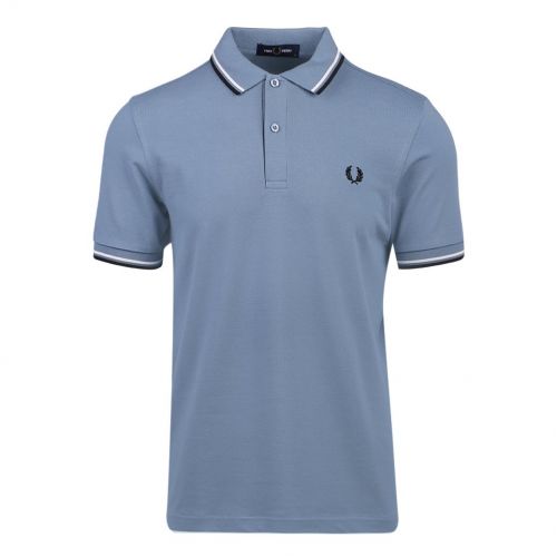 Mens Blue/Snow/Black Twin Tipped S/s Polo Shirt 104747 by Fred Perry from Hurleys