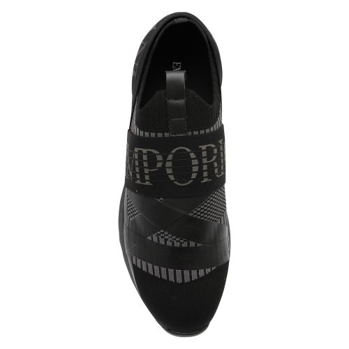 Mens Black/Anthracite Branded Knit Strap Trainers 45736 by Emporio Armani from Hurleys
