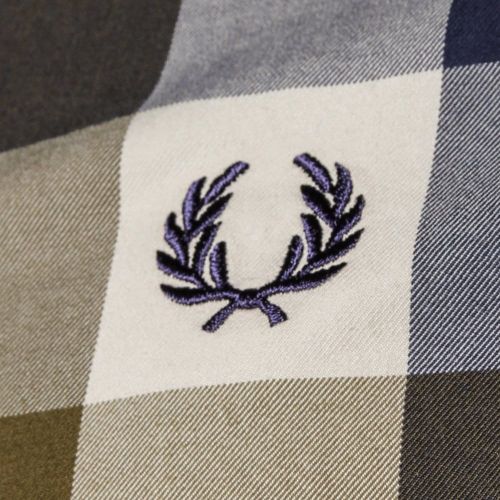 Mens Dark Olive Winter Twill L/s Shirt 12143 by Fred Perry from Hurleys