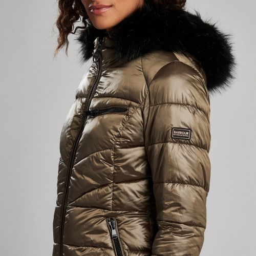 Womens Bronze Premium Strike Hooded Quilted Jacket 51391 by Barbour International from Hurleys