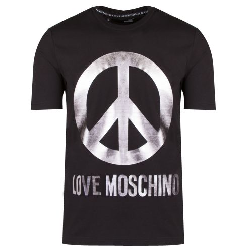 Mens Black Metallic Peace Regular Fit S/s T Shirt 35229 by Love Moschino from Hurleys