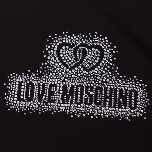 Womens Black Crystal Logo Sweat Top 57950 by Love Moschino from Hurleys