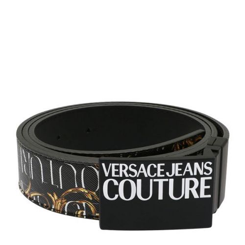 Mens Black/Gold Logo Couture Printed Belt 110793 by Versace Jeans Couture from Hurleys