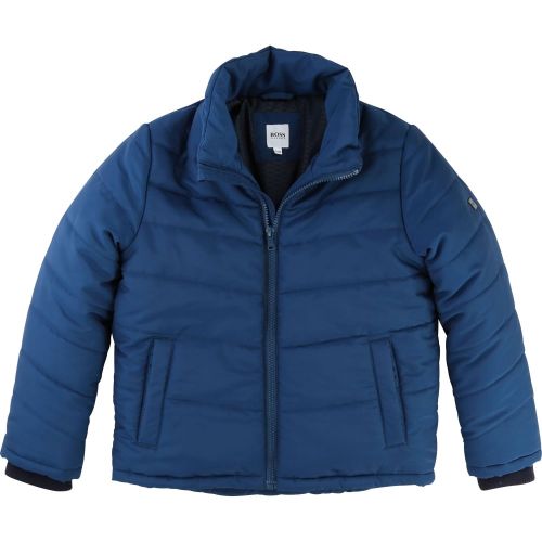 Boys Slate Blue Branded Hooded Padded Jacket 13309 by BOSS from Hurleys