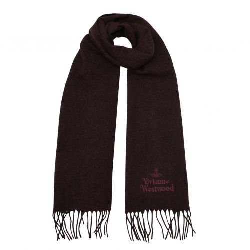 Burgundy Embroidered Lambswool Scarf 79421 by Vivienne Westwood from Hurleys