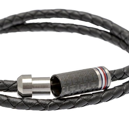 Mens Black Double Wrap Braided Bracelet 109181 by Tommy Hilfiger from Hurleys