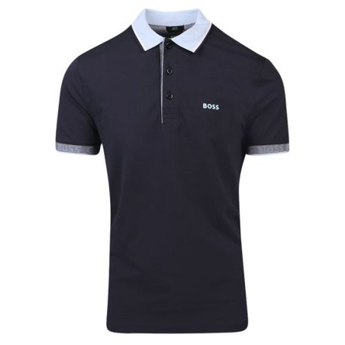 Mens Dark Blue/Blue Paule Slim Fit S/s Polo Shirt 110158 by BOSS from Hurleys