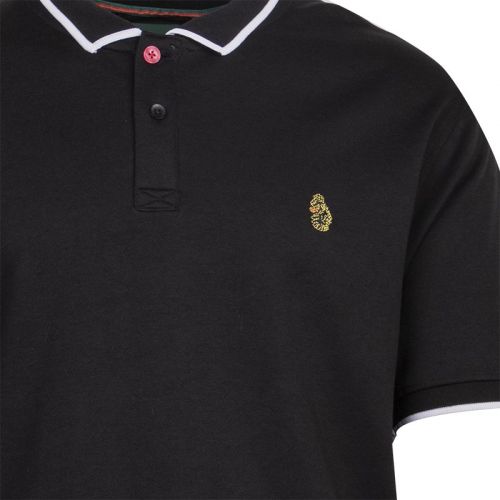 Mens Jet Black Meadtastic Tipped S/s Polo Shirt 102338 by Luke 1977 from Hurleys