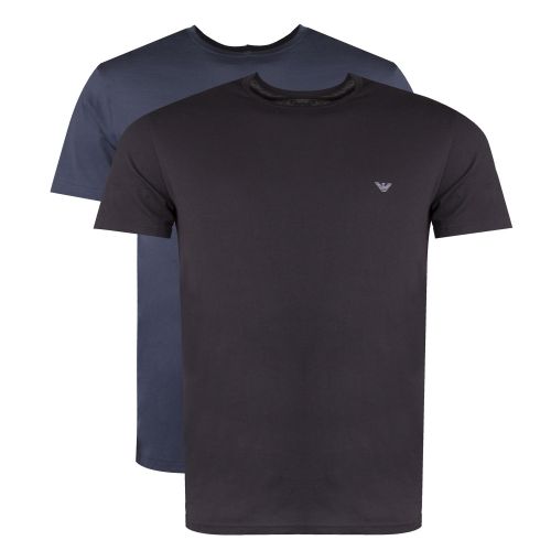 Mens Black/Blue Regular Fit 2 Pack S/s T Shirt Set 30868 by Emporio Armani Bodywear from Hurleys