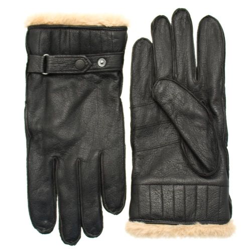 Mens Black Leather Utility Gloves 64827 by Barbour from Hurleys