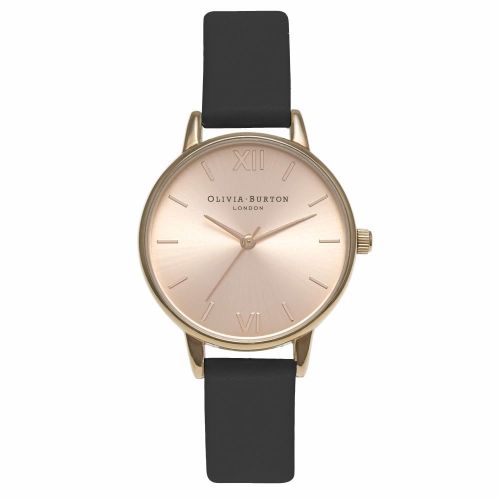 Womens Black & Rose Gold Midi Dial Watch 66735 by Olivia Burton from Hurleys