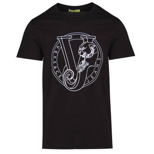 Mens Black Round Logo Slim Fit S/s T Shirt 41792 by Versace Jeans from Hurleys