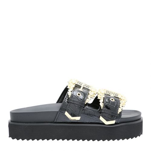 Womens Black Flatform Buckle Sandals 106562 by Versace Jeans Couture from Hurleys
