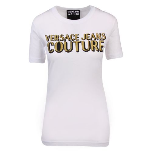 Womens White Metallic Foil Logo S/s T Shirt 55200 by Versace Jeans Couture from Hurleys