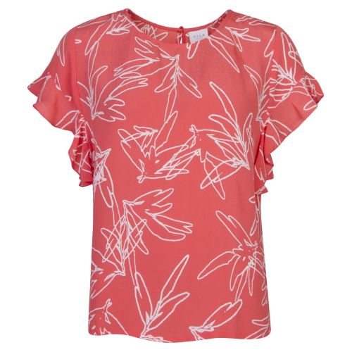 Womens Spiced Coral Vimimira Print Top 18482 by Vila from Hurleys