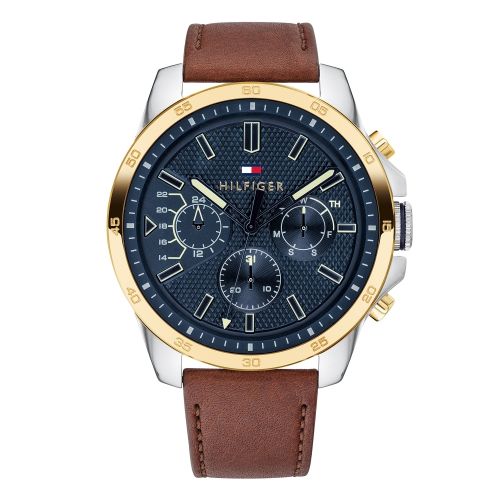 Mens Rose Gold/Brown/Navy Decker Leather Watch 44217 by Tommy Hilfiger from Hurleys