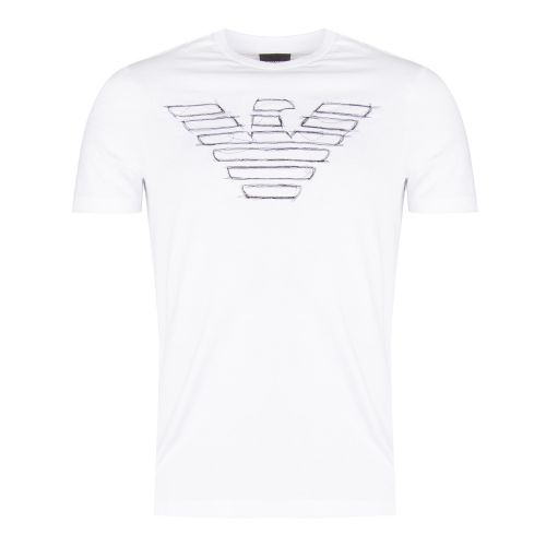 Mens White Eagle Stitch S/s T Shirt 29138 by Emporio Armani from Hurleys