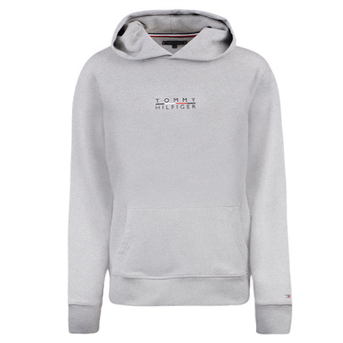 Mens Light Grey Square Logo Hoodie 107653 by Tommy Hilfiger from Hurleys