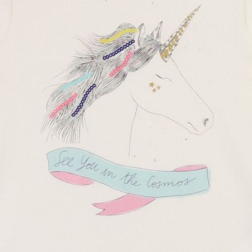 Girls Ivory Unicorn Cosmos L/s T Shirt 45423 by Billieblush from Hurleys