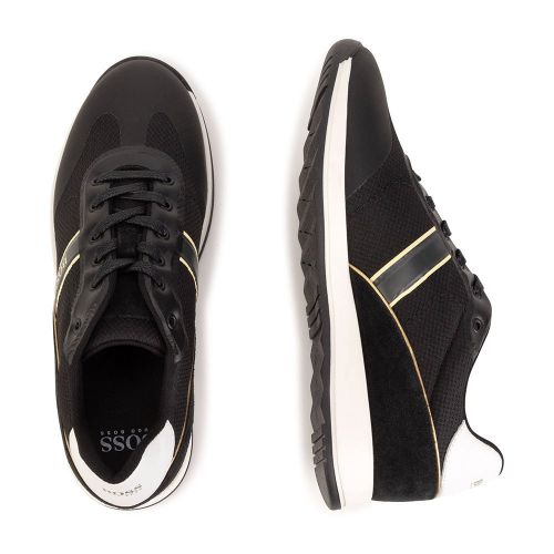 Boys Black Gold Trim Trainers (27-40) 91360 by BOSS from Hurleys