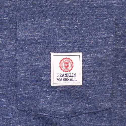 Mens Blue Melange Logo Pocket L/s Tee Shirt 66206 by Franklin + Marshall from Hurleys