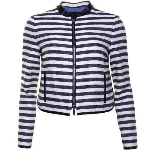 Womens Blue Striped Jacket 27195 by Armani Jeans from Hurleys